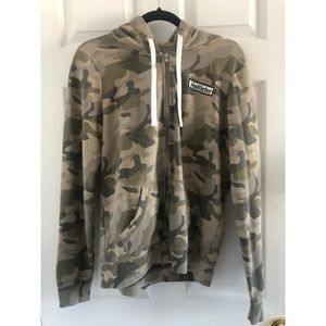 Camo Print Hoodie Zip Up